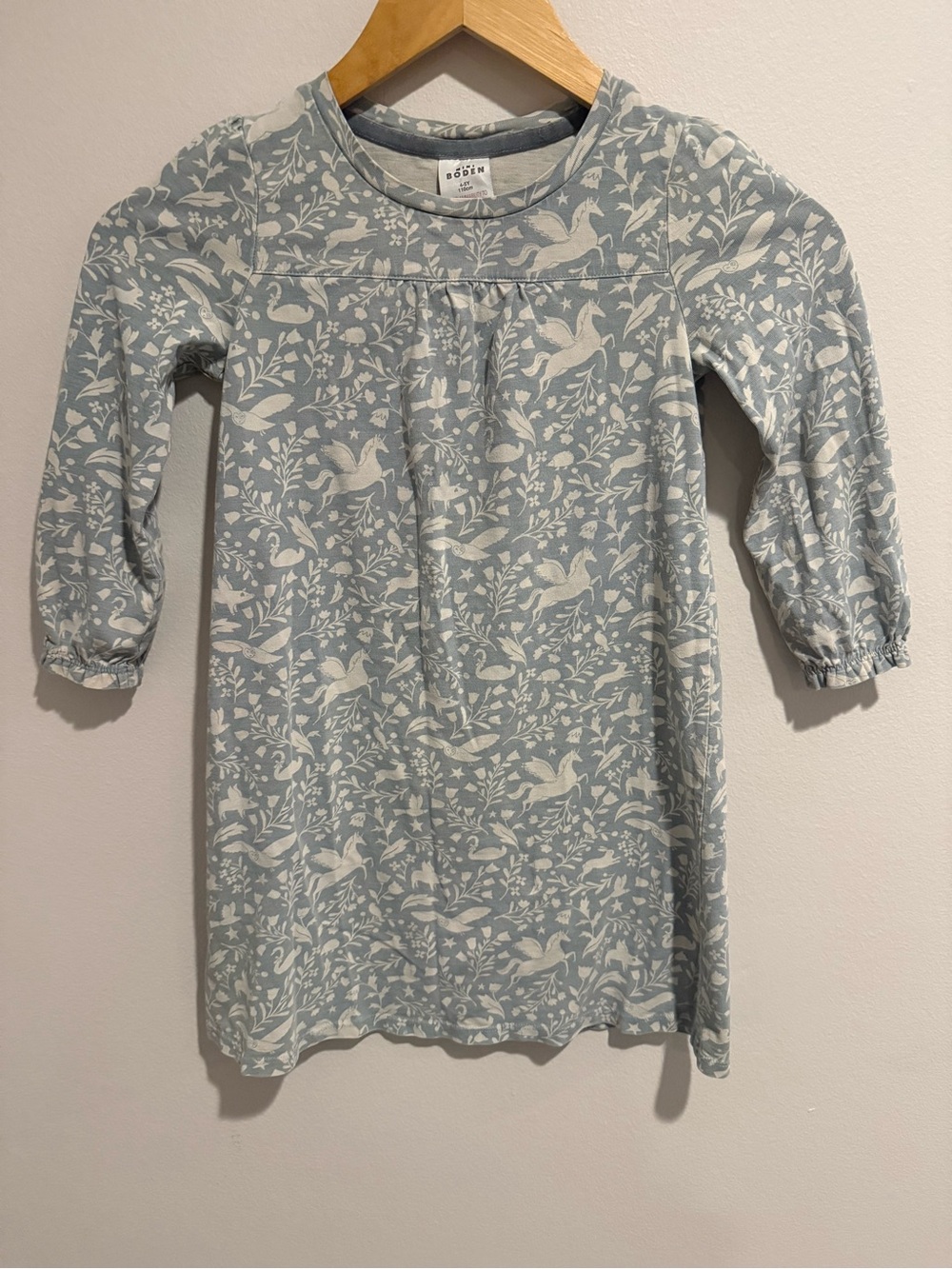 Mini Boden Girls Woodland Pegasus Print Nightgown Sleep Dress Blue 4-5Y